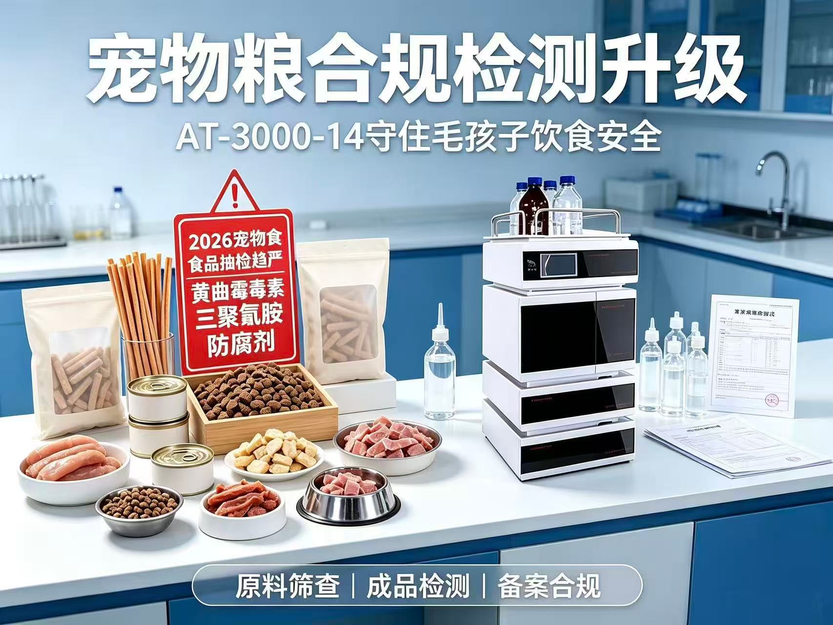 猫条、犬用湿粮隐患频发，宠物粮抽检常态化！非法添加剂零容忍，液相色谱成出厂必备检测手段